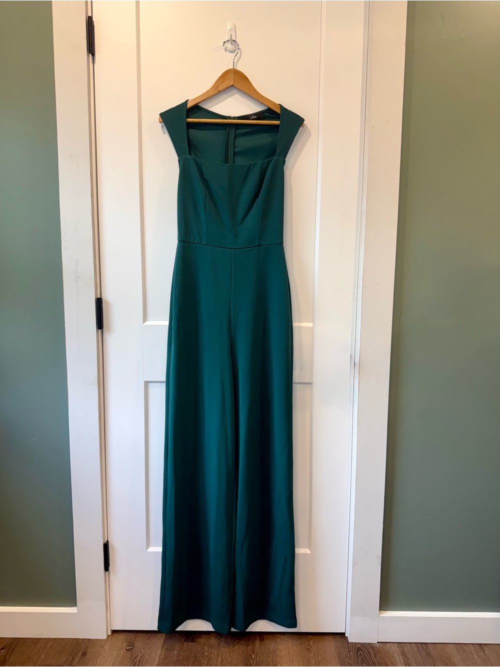 Lulu's Teal Square-Neck Wide-Leg Jumpsuit